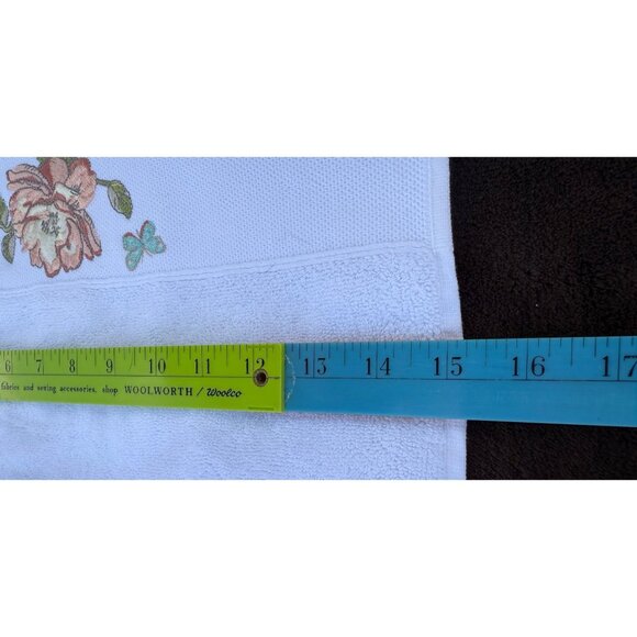 3 small 3 Medium Avanti Cotton Vintage Peach Rose Embroidered Bathroom Towels - Picture 10 of 15